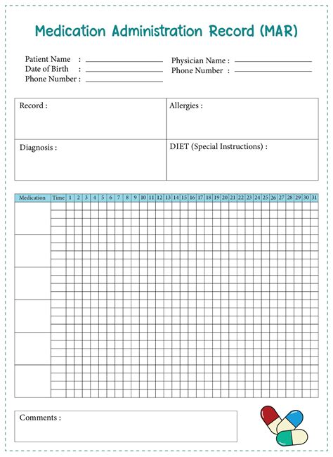 Medication Administration Record Template 10 Free Pdf Printables Printablee