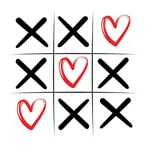 Premium Vector Tic Tac Toe Game With Hearts For Valentine S Day