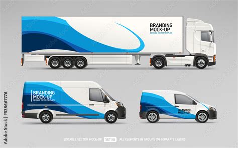 Truck Trailer, Cargo Van, Company Car with abstract brand identity ...