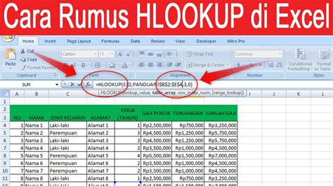 Belajar Cara Menggunakan Rumus Hlookup Di Excel YouTube