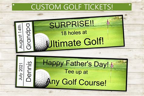 Printable And Editable Golf Tickets Adobe Pdf Surprise Customizatble