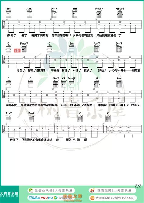 周杰伦《说好的幸福呢》吉他谱及教学视频 大树音乐屋 热门吉他谱教学视频 吉他之家