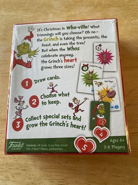 Funko Pop Dr Seuss Grinch Grow Your Heart Card Game Sealed Ages 6