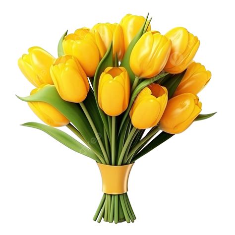 Fresh Bouquet Of Natural Yellow Tulip Flowers Ai Generated Flowers