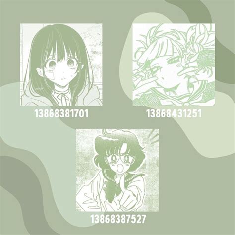 Three Anime Characters Are Shown In Green And White