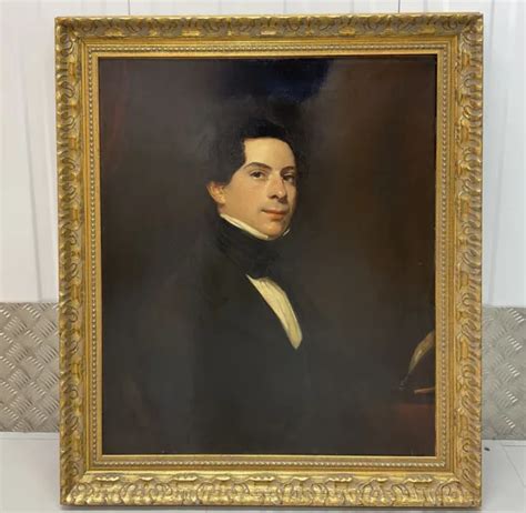 Antique English School 19th Century Oil On Canvas Portrait Of Georgian