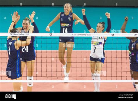 The Italian Players Cheer After Winning A Setvolleyball Tournament