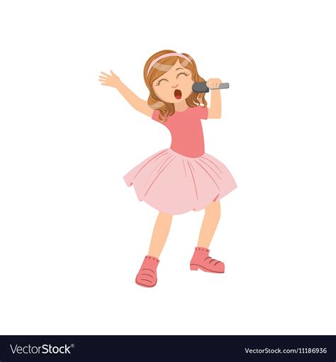 Girl In Pink Outfit Singing In Karaoke Royalty Free Vector