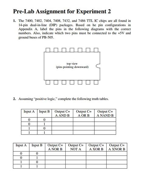 Solved Pre Lab Assignment For Experiment 2 1 The 7400 Chegg