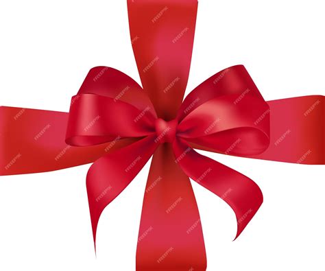 Premium Vector Elegant Red Silk Ribbon Bow For T Box Vector