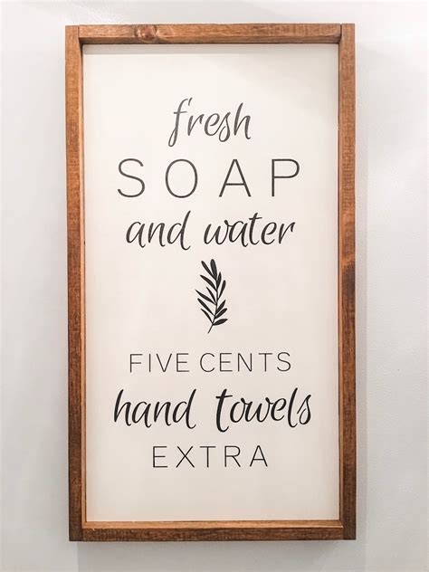 Fresh Soap And Water Bathroom Sign Five Cents Hand Towels Etsy