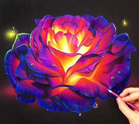 Morgan Davidson On Instagram Colored Pencil Glowing Rose On Black Paper 🌹 💖 The Best Way To