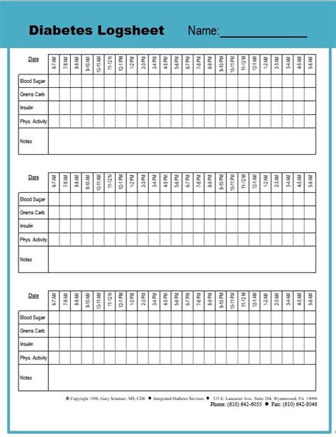 Printable Diabetes Log Book Room