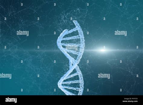 D Rendering Dna With Emanative Lines Background Stock Photo Alamy