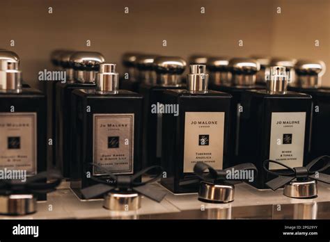 Glass Black Bottles Of Jo Malone Luxury Perfume On A Stand Jo Malone