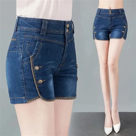 Stretch Denim Shorts Women S New Summer Thin Korean High Waist Straight