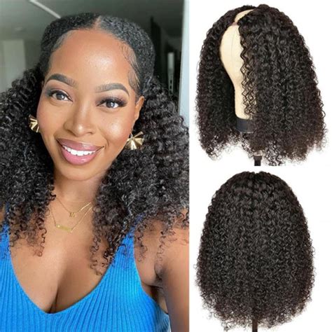 Kinky Curly U Part Wigs Human Hair V Part Wigs West Kiss Hair