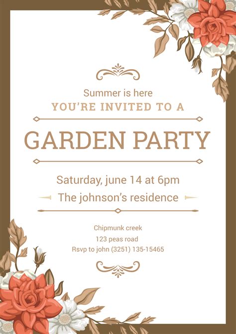 Garden Party Invitation 202971 Vector Art at Vecteezy