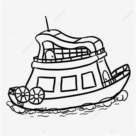 Ferry Boat Black And White Clipart