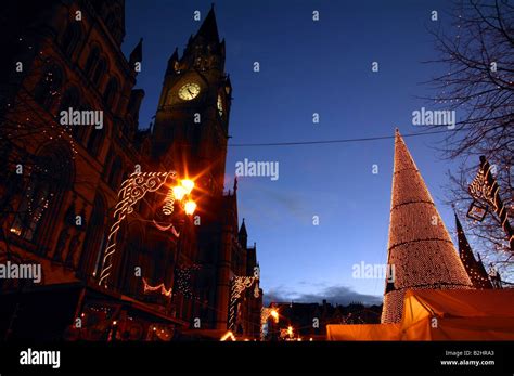 Manchester Town Hall Albert Square Manchester at Christmas Stock Photo - Alamy