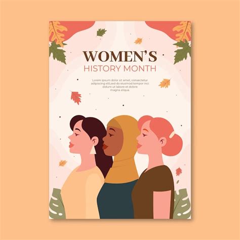 Free Vector Flat Womens History Month Vertical Poster Template