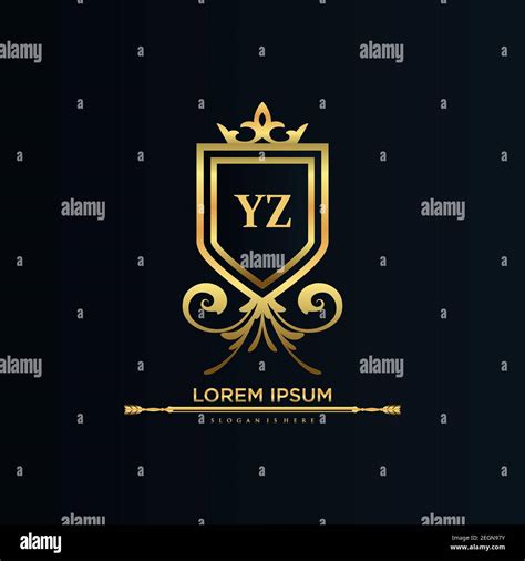 YZ Letter Initial With Royal Template Elegant With Crown Logo Vector