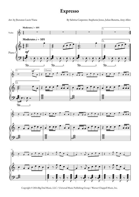 Espresso Arr Jhonatan Lucio Viana Sheet Music Sabrina Carpenter