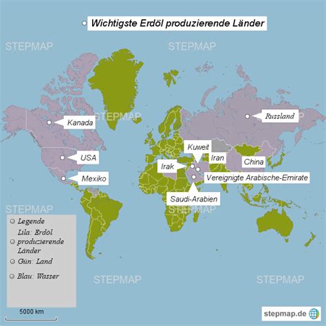 StepMap Erdöl Landkarte für Welt