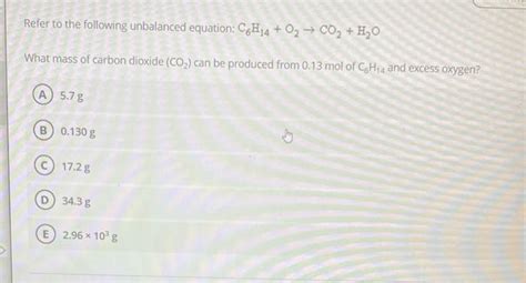 Solved Refer to the following unbalanced equation: | Chegg.com