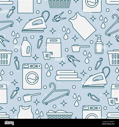 Vector Seamless Pattern Illustration Laundry Cleaning Service Washing