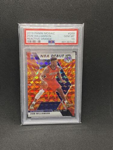 Panini Mosaic Zion Williamson Nba Debut Orange Reactive Psa