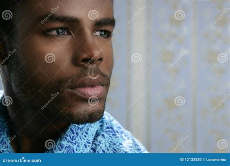 Retrato Negro Lindo Del Hombre Joven Del Afroamericano Foto De Archivo