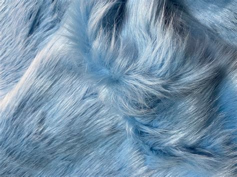 Light Blue Luxury Faux Fur Fabric, Square Extra Long Pile Faux Fur ...