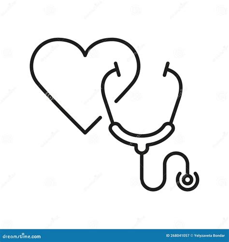 Heart Illness Diagnosis Medical Tool Pictogram Stethoscope Line Icon Stock Vector