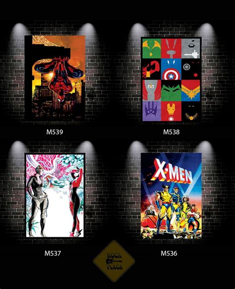 Kit 4 Placas Decorativas Super Heróis da Marvel e Dc 20x30cm