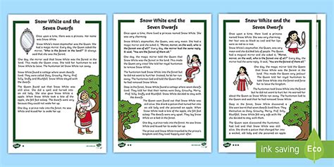 Ks1 Snow White And The Seven Dwarfs Differentiated Reading Comprehension