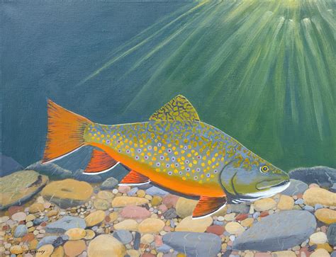 Brook Trout Painting Print Acrylic Painting Print Fishing Etsy