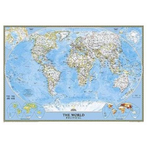 Livro National Geographic World Classic Wall Map Laminated 43 5 X