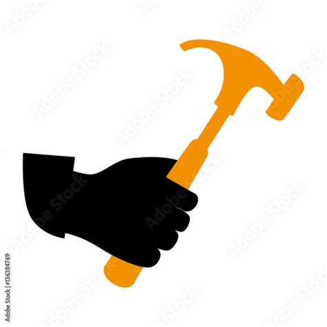 silhouette hand holding hammer icon vector illustration Stock Vector ...