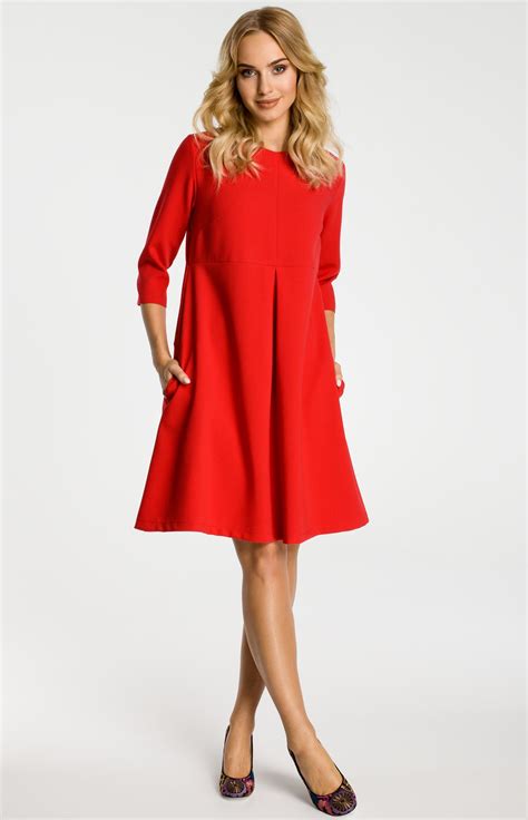 Robe Trap Ze Rouge Manches Red A Line Dress A Line Dress Dress