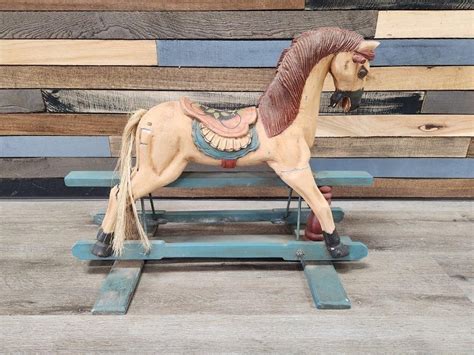 VINTAGE HAND PAINTED ROCKING HORSE | Live and Online Auctions on HiBid.com