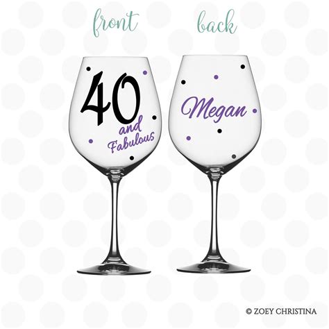 40 And Fabulous Wine Glass Name Included 40th Birthday T Etsy