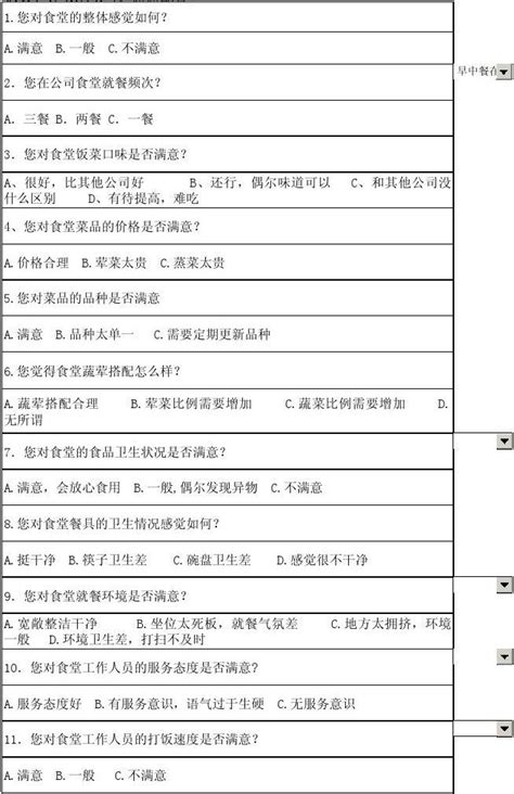 公司食堂满意度调查表word文档在线阅读与下载无忧文档