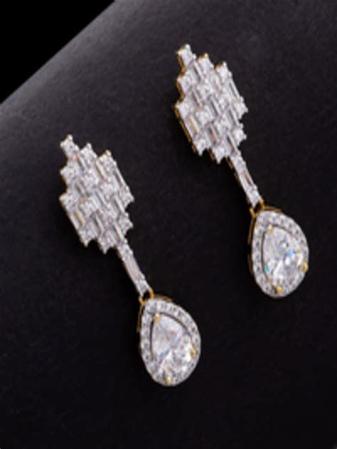 Buy Studio Voylla Gold Plated And White Cz Studded Contemporary Drop