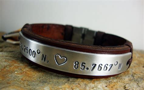 Men S Personalized Braceletmen Giftmen S Leather Etsy