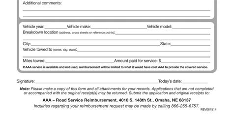 Aaa Service Reimbursement Form Fill Out Printable Pdf Forms Online