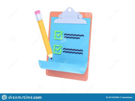 Checklist D Render Paper List With Questionnaire Contract Clipboard