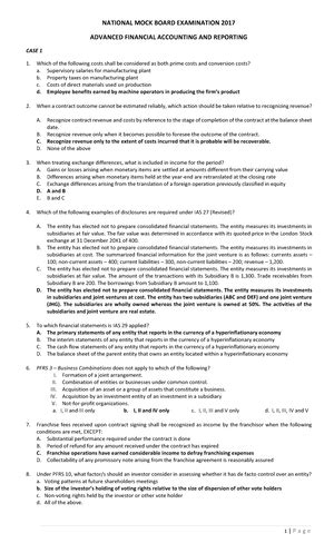 Afar Theory Of Accounts Advanced Financial Accounting And Reporting