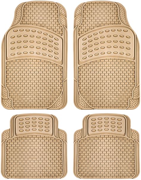 Oxgord Car Floor Mats Ridged Rubber Full Set Universal Fit Piece