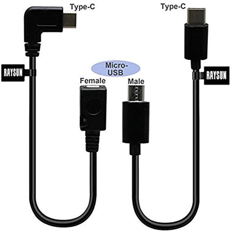 RAYSUN 2 Pack Type C 2 0 To Micro USB Male Female Type C Charging